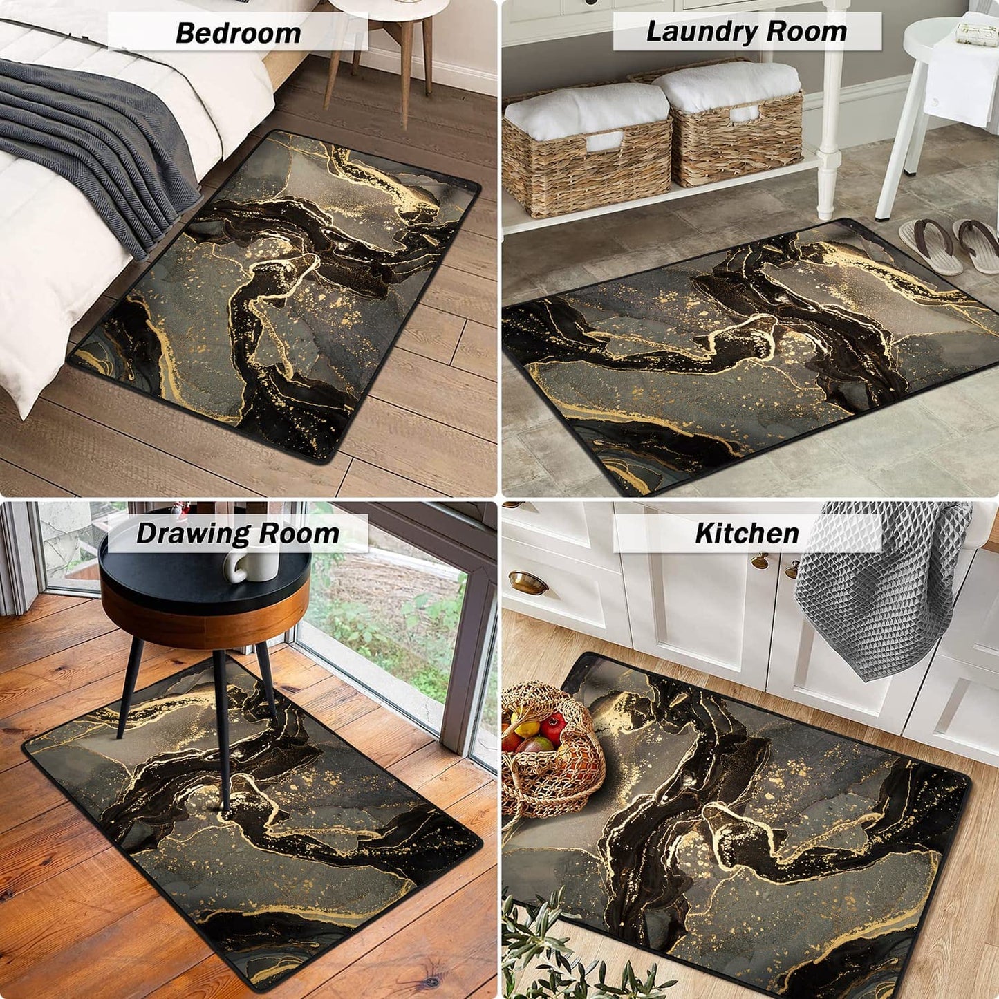 Modern Abstract Small Area Rug - 2x3 Door Mat Small Entryway Rug Luxury Modern Abstract Marble Texture Bath Mat, Non-Slip Washable Low-Pile Carpet for Bathroom Kitchen Laundry Room Decor (Brown)
