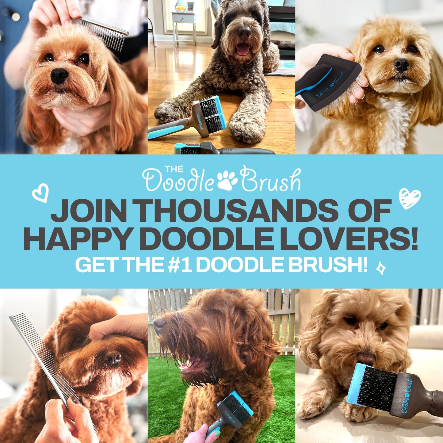 The Doodle Brush, Dog Combs for Grooming, Metal Comb for Dogs, Goldendoodle, Great for Poodle, Labradoodle, Cockapoo & Goldendoodle - Finishing Combs for Dogs & Doodles