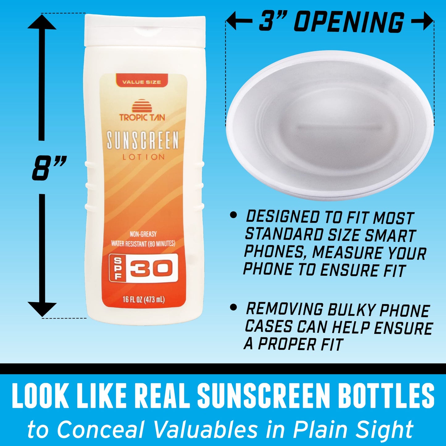 GoPong Sunscreen Diversion Safe Bottles 2 Pack - Safely Hides Your Valuables