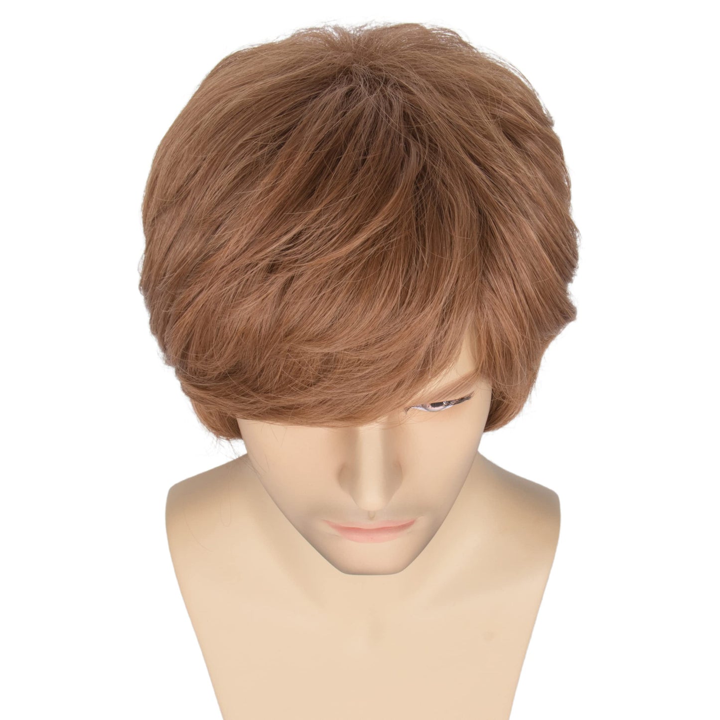 Miss U Hair Shaggy Wig Men Short Wavy Brown Wig Halloween Cosplay 60s 70s Male Rocker Costume Hair