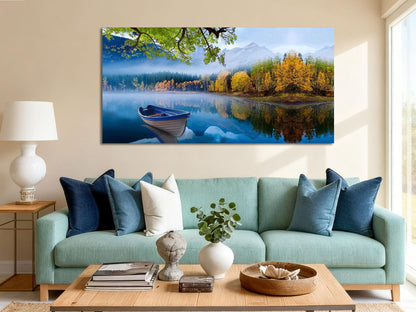 Arjun Tree Wall Art Canvas for Living Room Blue Tree of Life Nature Teal Abstract Textured Painting Picture Modern Panoramic Landscape Artwork Framed Bedroom Home Office Decor, Large Size 40"x20"