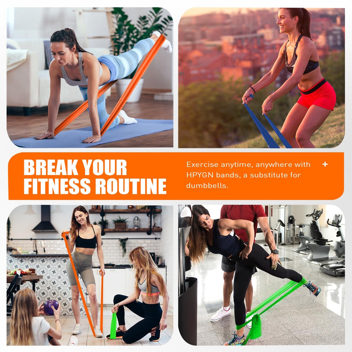 Resistance Bands, Exercise Bands, Physical Therapy Bands for Strength Training, Yoga, Pilates, Stretch Elastic Band with Different Strengths, Workout Bands for Home Gym