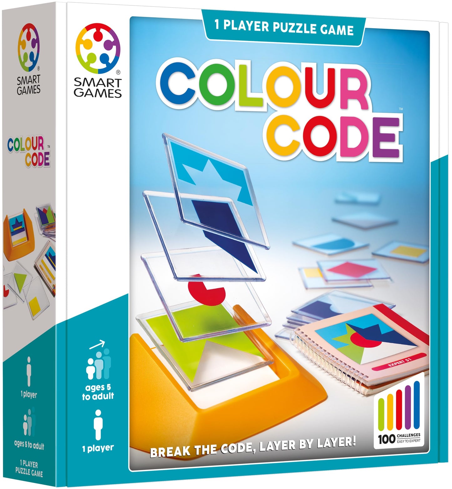 SmartGames - Colour Code, 1 Player Puzzle Game, 100 Challenges, Ages 5+