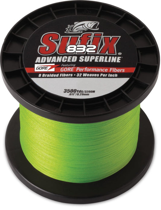 Sufix 832 Braid Line-3500 Yards (Neon Lime, 80-Pound)