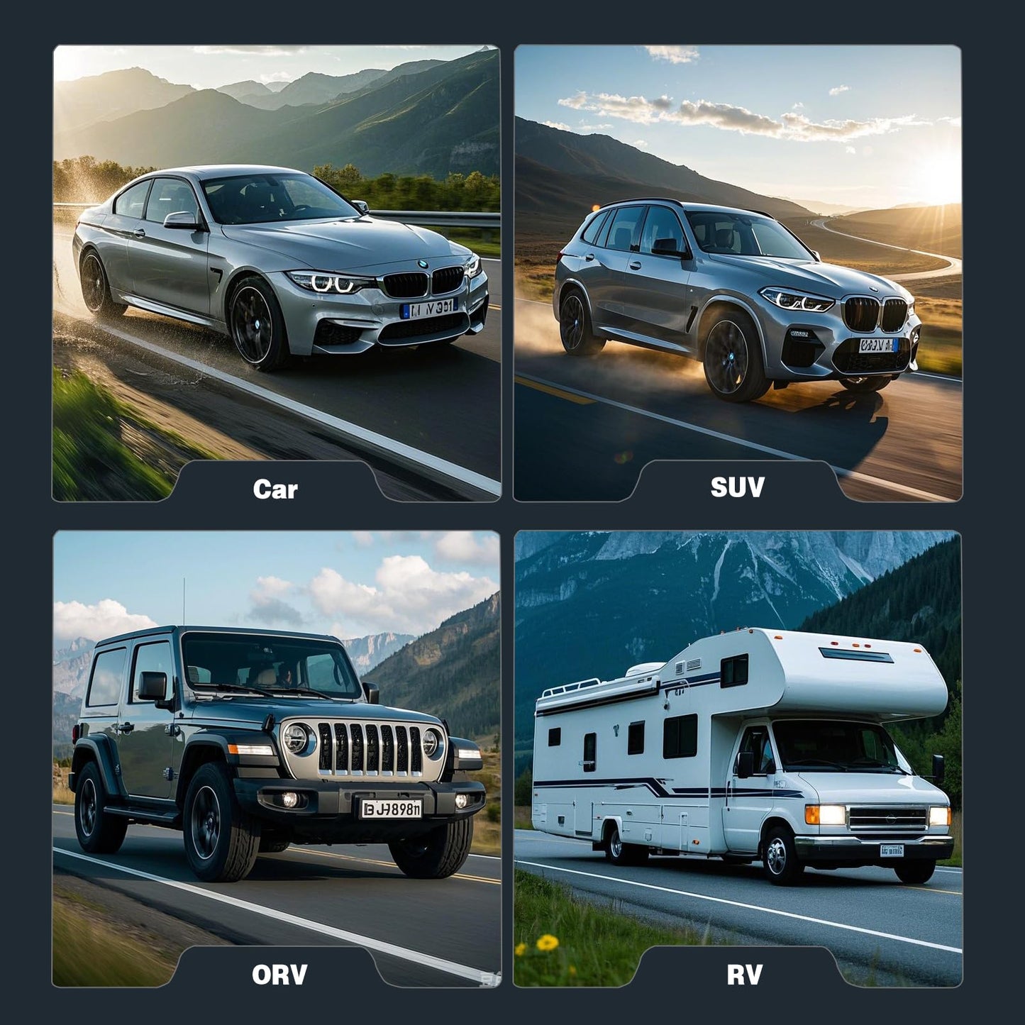 GSPSCN Silver Tire Inflator Heavy Duty Double Cylinders with Portable Bag- Car Accessories，Metal 12V Air Compressor Pump 150PSI with Adapter for Car, Truck, SUV Tires, Dinghy, Air Bed etc