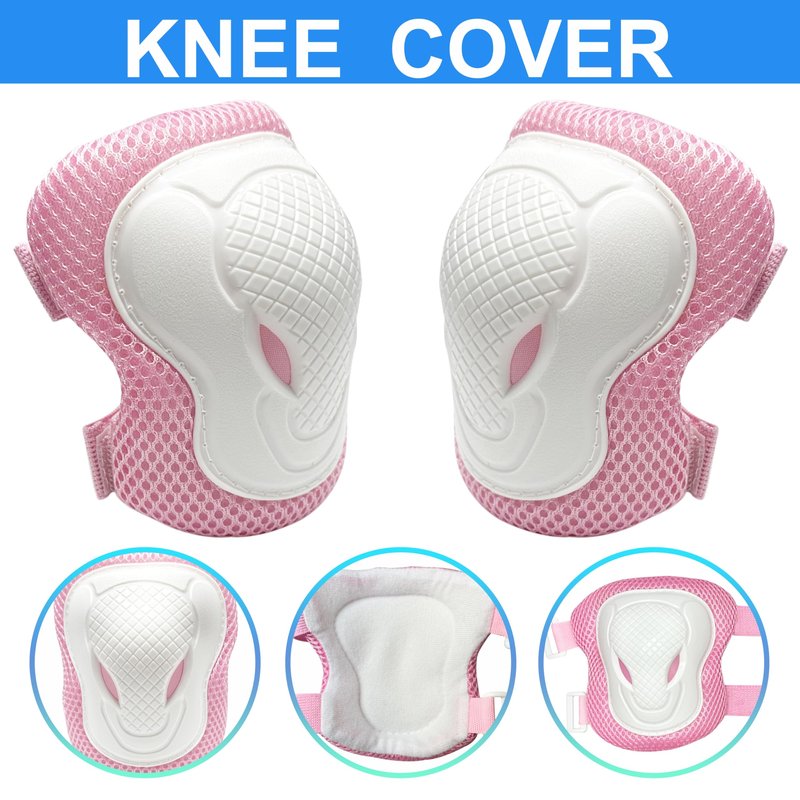 ENHERWE Kids Knee Pads Elbow Pads Wrist Guards Set for 3-8 Years,Child Protective Gear Set for Outdoor Sports,Cycling,Roller Skates,Inline Skating,Skateboard,Scooter,BMX Bike,Girls Pink