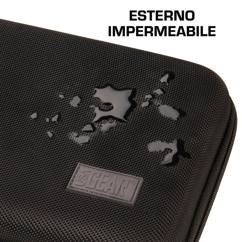 USA Gear Hard Shell Dart Case - Protective Storage Carrying Case for Darts (8), Tips, Flights, Shafts, Sharpeners, More Accessories - Compatible with Soft Tip and Steel Tip (Black)