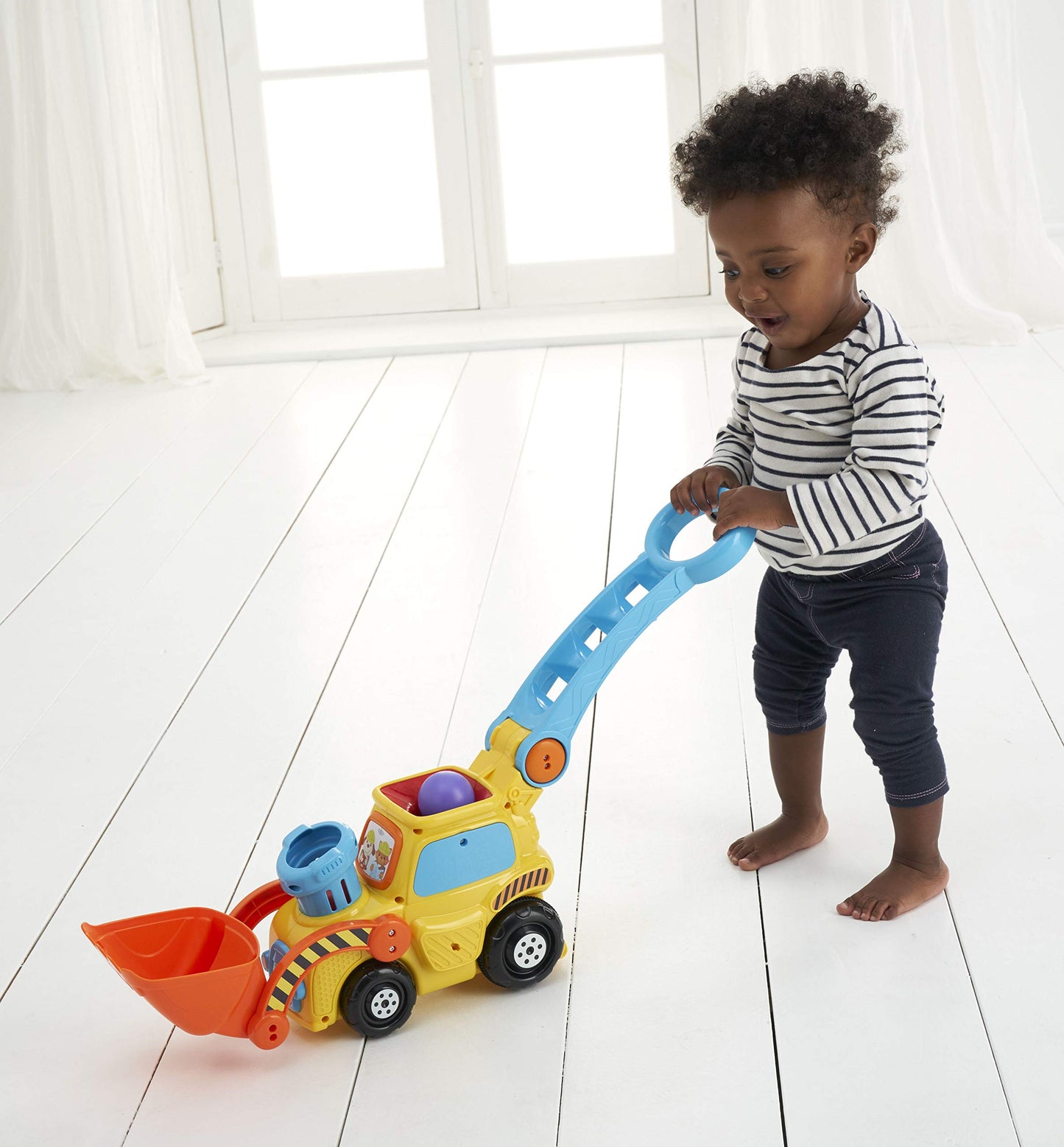 VTech POP and Drop Digger, Educational Push Along Digger for Toddler, Toy Gift for 12 Months to 2 3 Years Boys and Girls. English Version