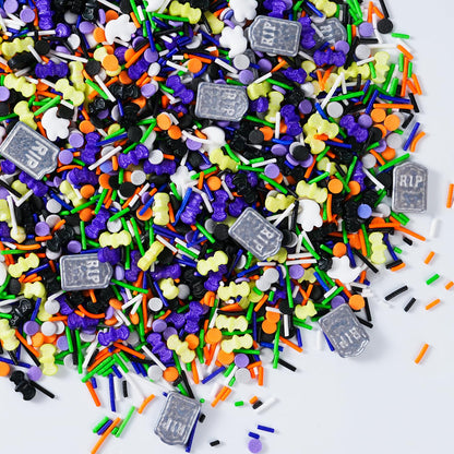 Edible Halloween Sprinkles for Cake Decorations 4.2oz Tombstone Sprinkles for Cupcake Topper, Ghosts Bat Cupcake Toppers Ice Cream, Candy, Cookie Perfect for Dessert Decoration