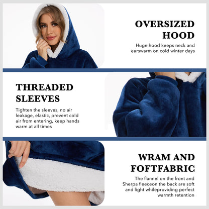 Wearable Blanket Hoodie,Oversized Cat Lovers Sweatshirt Blanket for Adult & Teens,Birthday Gifts for Women Men Mom Girl Boys,Cozy Fuzzy Sherpa Sweatshirt Blanket Giant Pocket Gifts