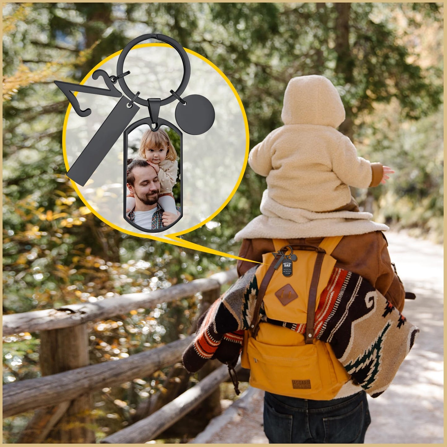 VNOX Custom Keychain Gifts for Dad - Personalized Photo Key Chain Keychains,Valentines Birthday Christmas Gifts Ideas for Husband Father,3