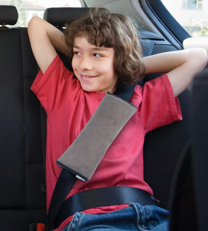 Boxiki Travel Set of 2 Seat Belt Pads | Head Support Pillow for Car Travel | Seat Belt Covers for Adults & Kids | Machine Washable Car Seat Belt Covers | Durable Plush Seatbelt Cushion