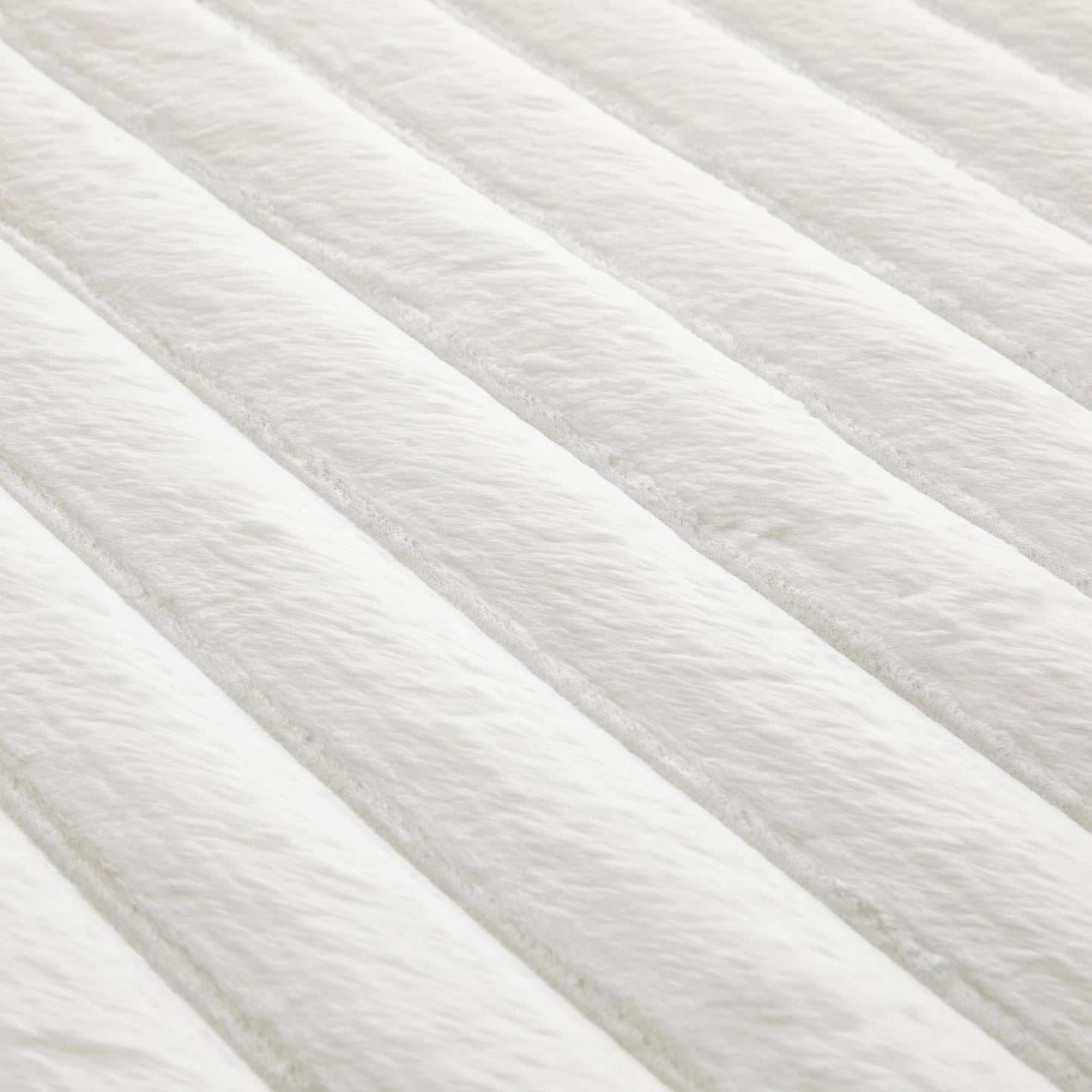 White Rabbit Striped Plush Rug 8'x10', Fluffy Shaggy Area Rug for Nursery & Kids Room, Faux Fur Carpet for Girls Bedroom, Living Room, Teen Decor