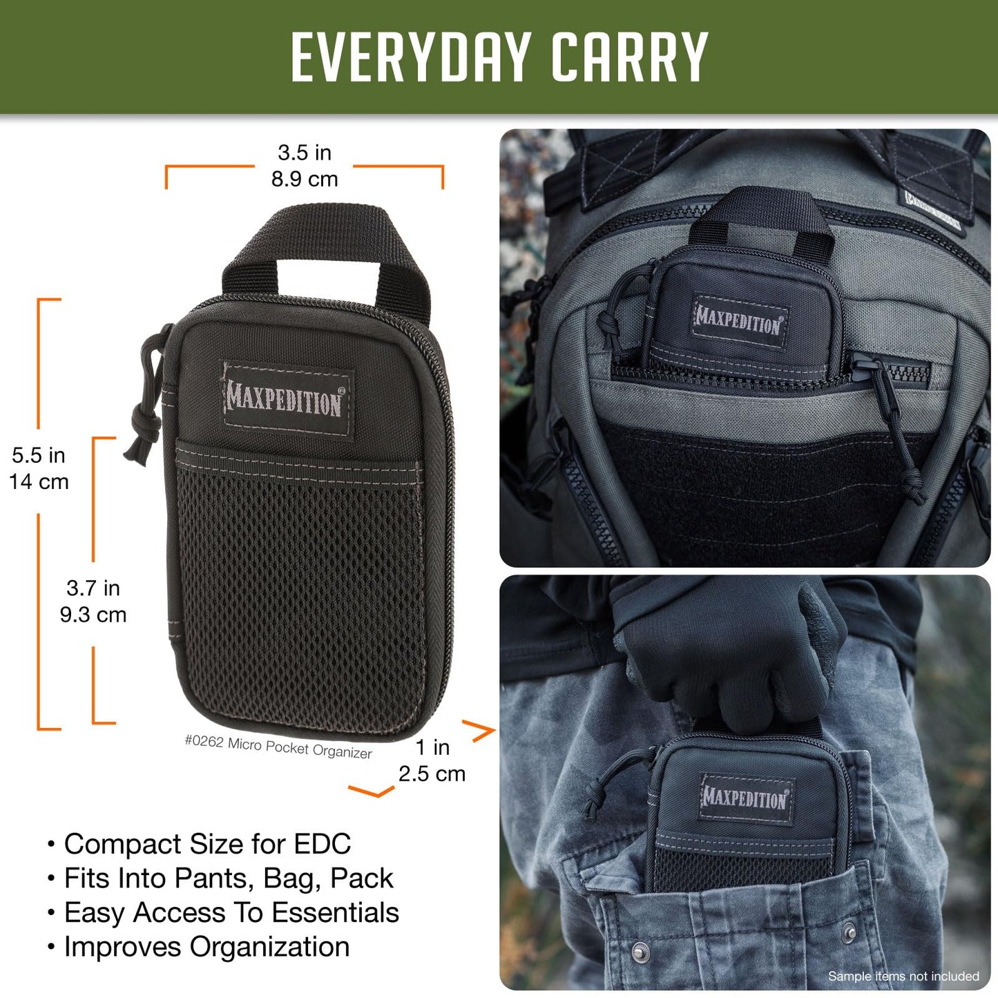 Maxpedition Hard-Use Gear 9006209-SSI Maxpedition Micro Pocket Organizer Black - multi, N/A