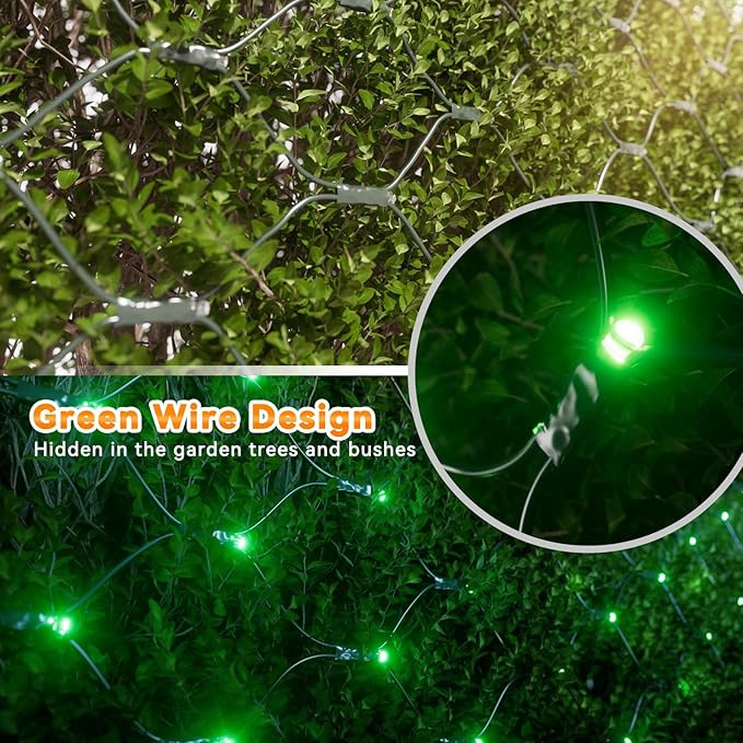 LitHome 14.8FT x 5FT Christmas Net Lights Outdoor Mesh Lights,300 LED Christmas Net Light for Bushes Connectable,8 Modes Green Giant Mesh Light Waterproof for Garden Party Roof St Patrick’s Day Decor