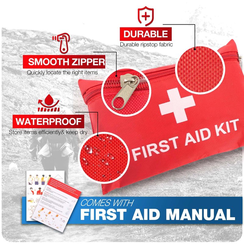 First Aid Kit for Home Car Travel 107 Piece Emergency Kits for Hiking Camping Small Trauma Kit for Boat Vehicle Lightweight Compact Pocket Aid Kit for Sports Outdoor Survival