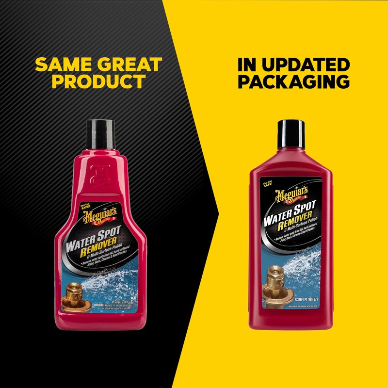 Meguiar's Water Spot Remover, Heavy Duty Water Spot Remover for Cars, Remove Water Stains and Polish Glossy Paint with a Versatile Clear Coat Safe Formula, 16 oz
