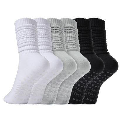 CoolMate Pilates Socks with Grips for Women, Yoga Socks, Crew Non Slip Women for Workout, Barre, Pilates Gifts