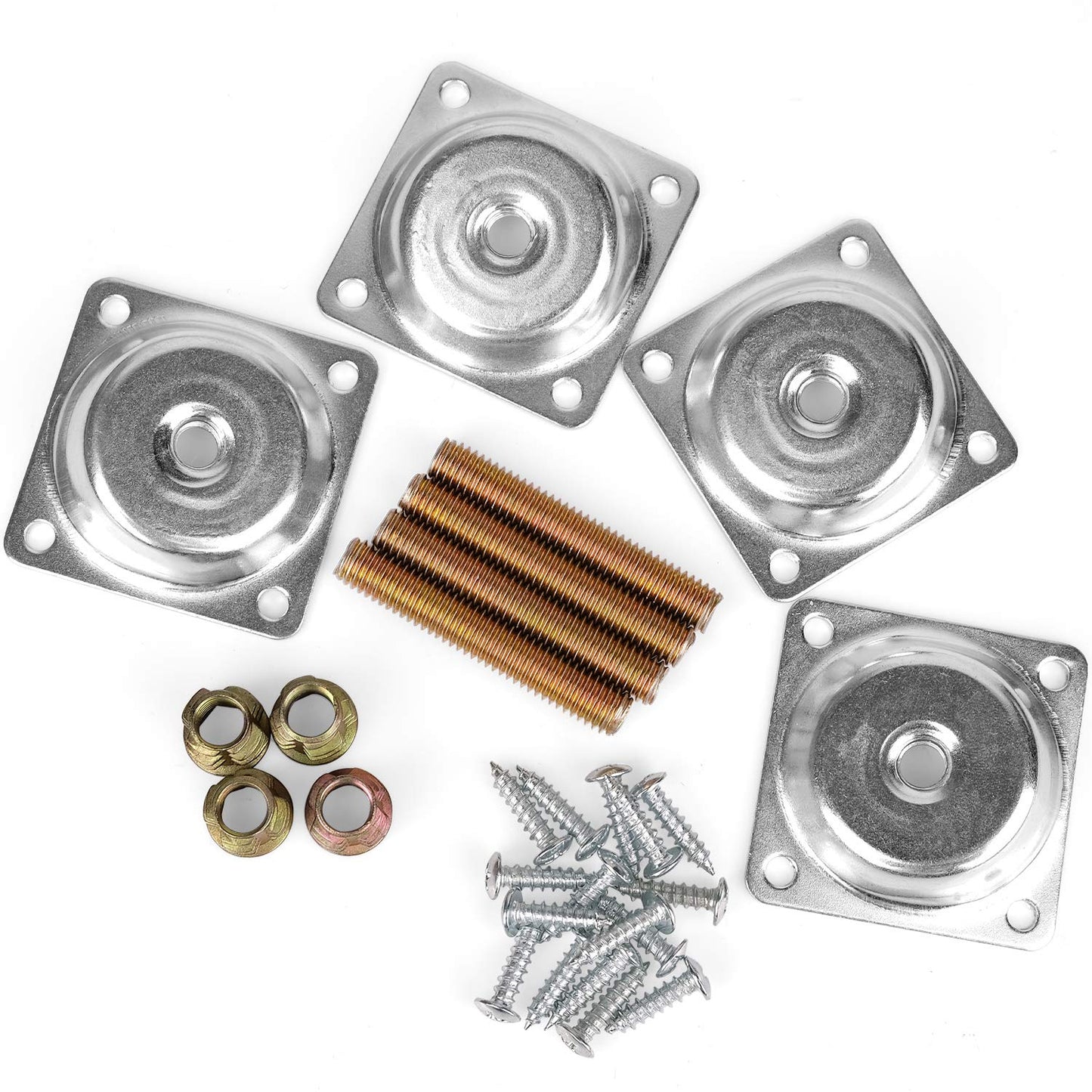 14 Degree Angled Leg Mounting Plates Furniture Table Leg Attachment Plates Brackets T-Plate M8 Sofa Legs with Hanger Bolts,Converters, Screws,Full Set of 4