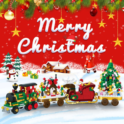 Advent Calendar 2025 Christmas Train Building Blocks Set, 24 Boxs Surprise Christmas Countdown Toy Building Kits With LED Light,Thanksgiving Xmas Gifts for Kids Adults