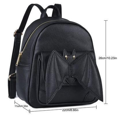 Mini Bat Purse Gothic: Leather Backpack Goth Backpack With Wings Mini Bookbags for Women Satchel Shoulder Daypack Black Fashion, Travel Halloween Goth Bag