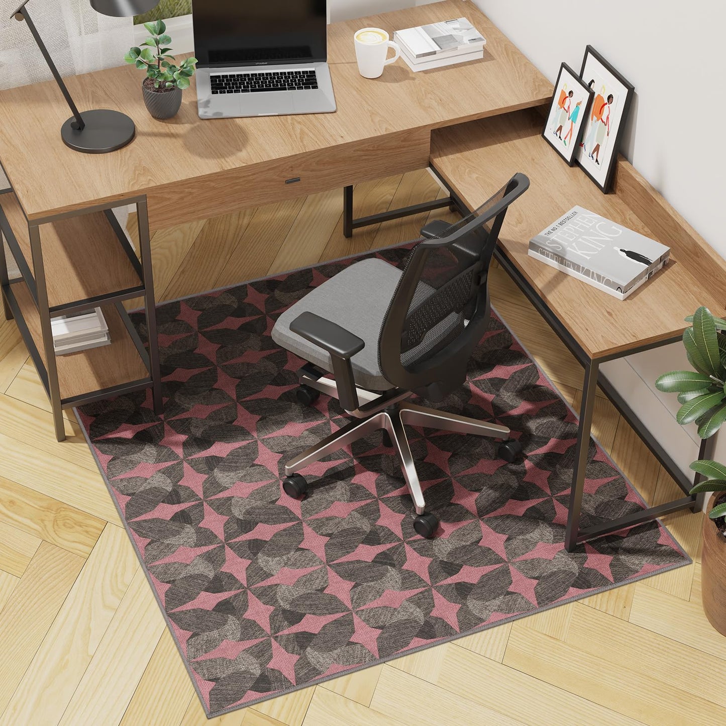 Tydle Chair Mat for Hard Floors, 60" x 75" Chair Mat for Hardwood Floor, Non-Slip Hard Floor Protector Computer Under Desk Rug for Home Office (Black & Red)