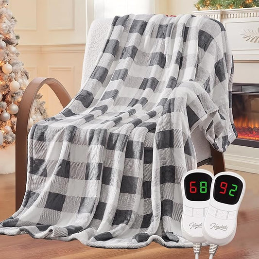 Homemate Electric Blanket Heated King Size - 100“x90“ Ultra Soft Cozy Flannel Heating Blanket with 10 Fast Heat Levels 8 Hours Auto Off Over-Heated Protection ETL Certification Keep Warm in Home