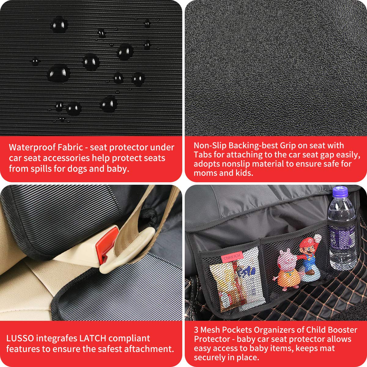 Car Seat Protector - Children Seat Protection Mat - Car Seat Protector for Baby Child Car Seats - Auto Seat Cover Mat for Under Carseat with Thickest Padding to Protect Leather & Fabric Upholstery