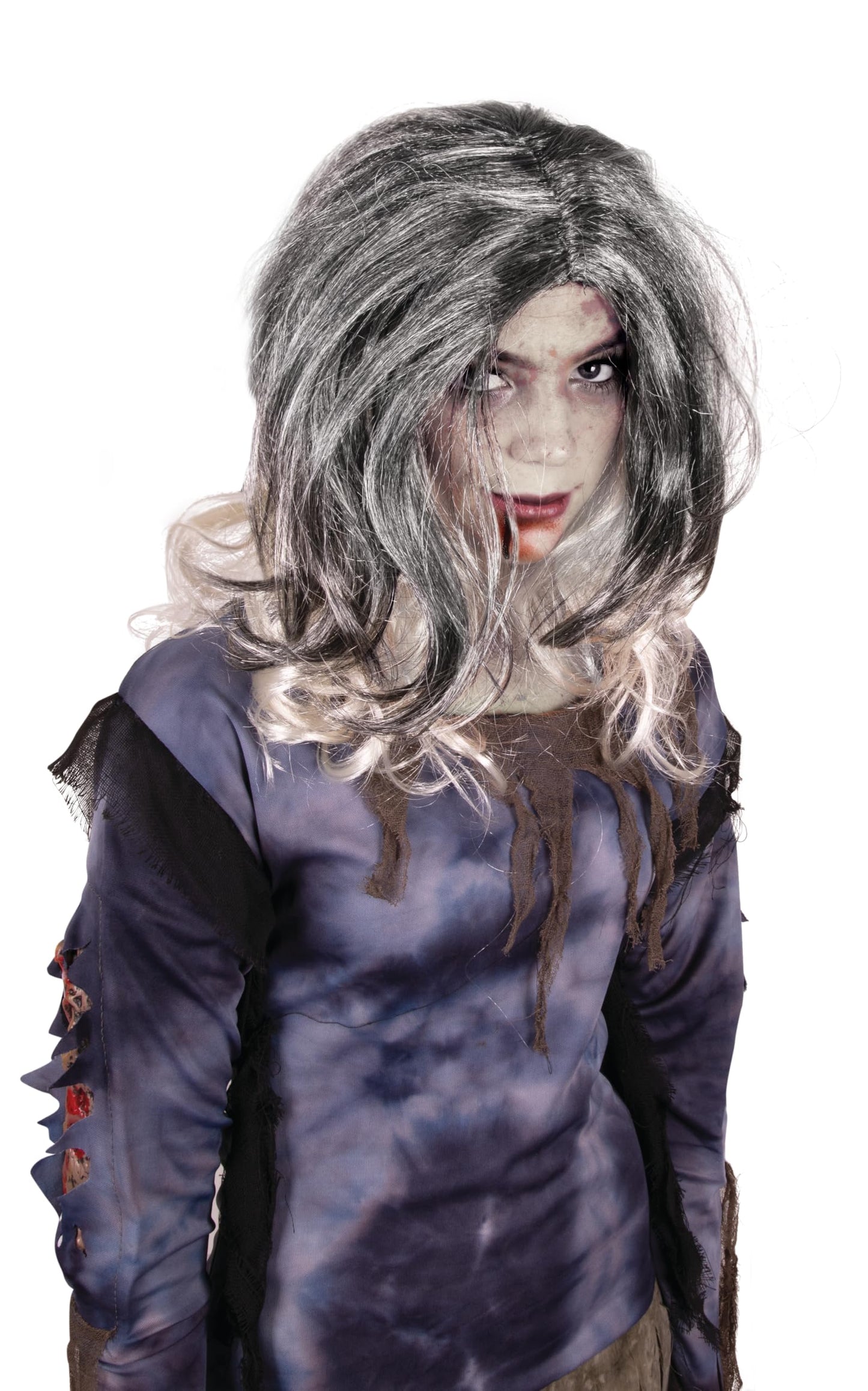 Kangaroo Zombie Queen Witch Wig Messy Silver Black Horror Hair (1Pack) - Scary Zombie Costume Cosplay Wigs for women - Scary Funny wig For Halloween Cosplay Costume Apparel for Adults & Teens