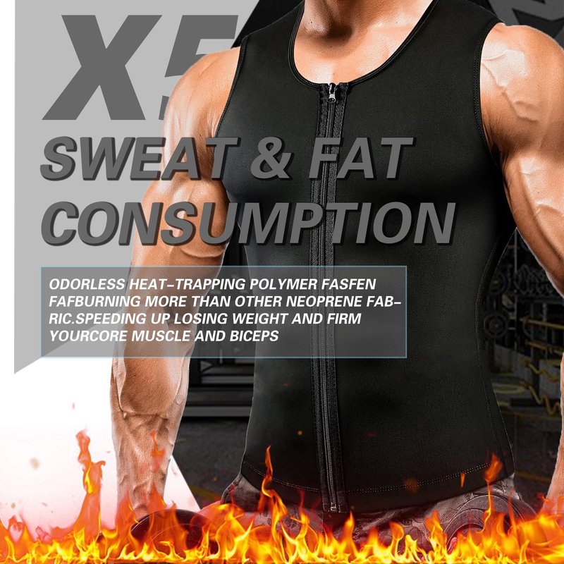 LELTLIMH Men's Sauna Vest Workout Sweat Suits Shirt Tank Top Waist Trainer for Men Compression Enhancing Gym Shapewear (Silvery, LXL)