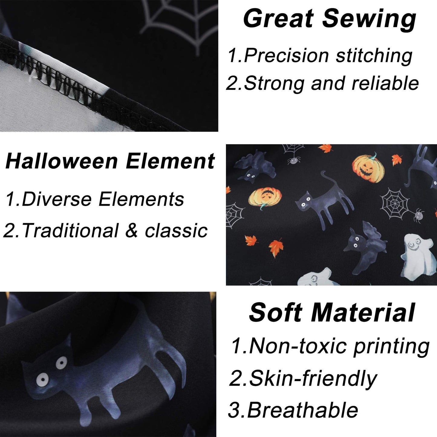 GreaSmart Halloween Dresses Womens Long Sleeve Cocktail Swing Dress Skeleton Pumpkin Printed Cosplay Party Costume