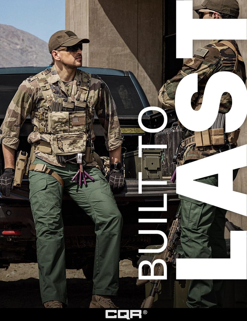CQR Men's Tactical Pants, Water Resistant Ripstop Cargo Pants, Lightweight EDC Work Hiking Pants, Outdoor Apparel, Raider Mag Green Kelp, 32W x 32L