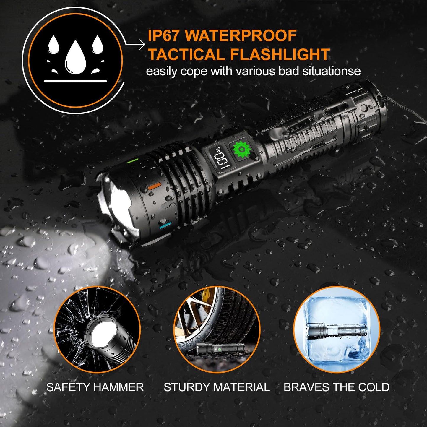 Relybo Torches LED Super Bright Rechargeable, Flashlight 500000 Lumens XHM88 Torches Battery Powered, Led Torch Rechargeable, Powerful Torch Flash Light for Dog Walking Hiking Camping Emergency Gift