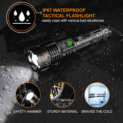 Relybo Torches LED Super Bright Rechargeable, Flashlight 500000 Lumens XHM88 Torches Battery Powered, Led Torch Rechargeable, Powerful Torch Flash Light for Dog Walking Hiking Camping Emergency Gift