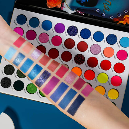 BEUSELF Neon Eyeshadow Palette, Highly Pigmented 54 Color Matte Shimmer Glitter Blacklight Makeup Pallet Glow In the Dark, Long Lasting Waterproof Rainbow Uv Colorful Eye Shadow for Rave,Party,Cosplay