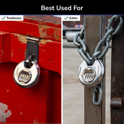 BRINKS – Heavy Duty Combination Padlock – 80mm Chrome Plated Lock with Hardened Steel Shackle – Resettable Security Lock for Storage Lockers, Toolboxes, Outdoor & Indoor Sheds, and More