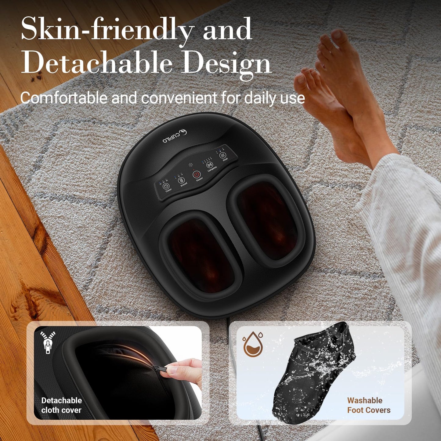 Foot Massager FSA Eligible HSA, Feet Massager with Heat for Plantar Fasciitis Relief, 5 Levels Compression & Vibration Massage for Neuropathy, Christmas Gifts for Women Men, Fits Up to 13"