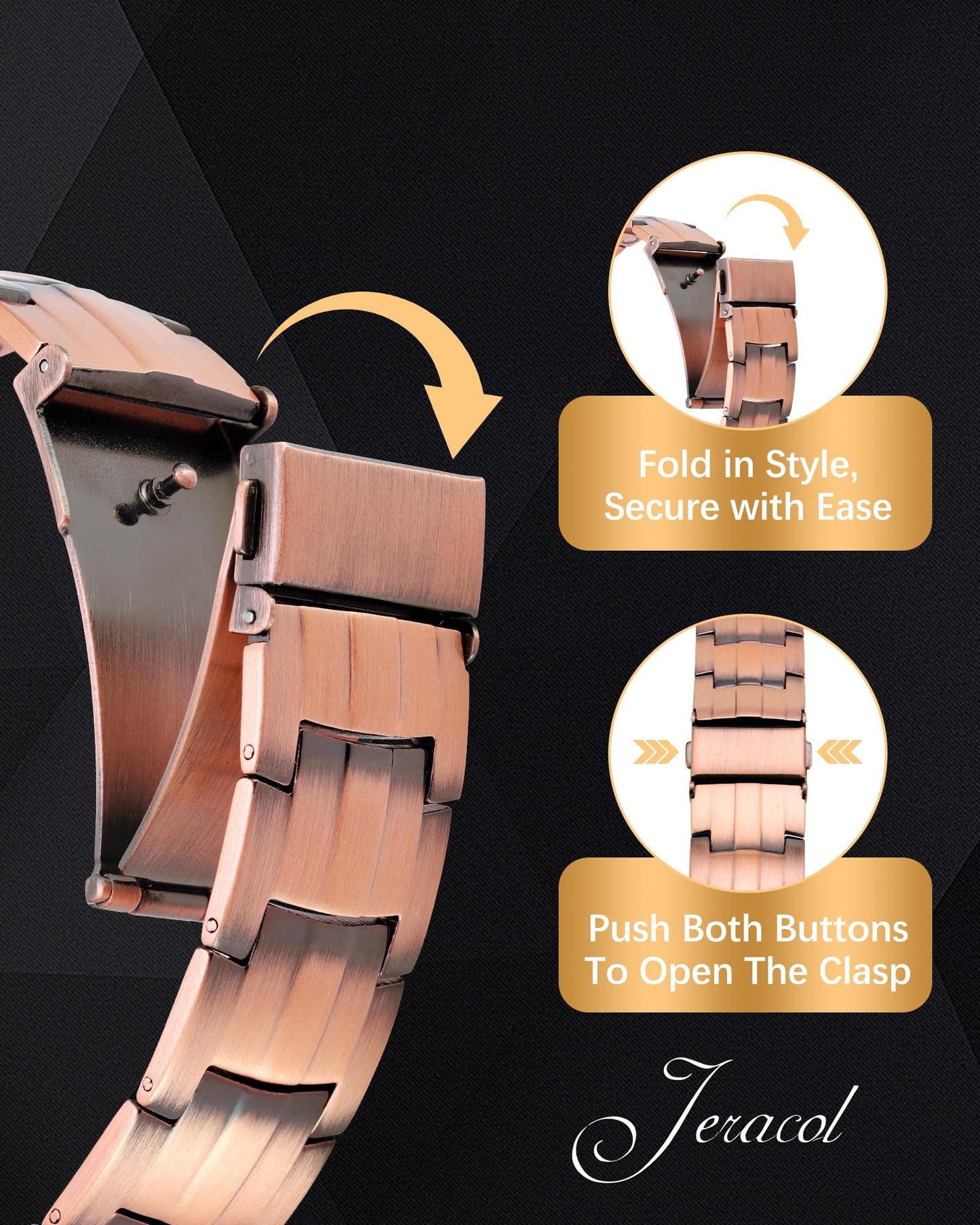 Jeracol 99.99% Soild Copper Bracelets for Men,3X Ultra Strength Magnets(3500 Gauss) Magnetic Bracelets,Magnetic Wristband for Anniversary,Adjustable Size&Jewelry Gift Box