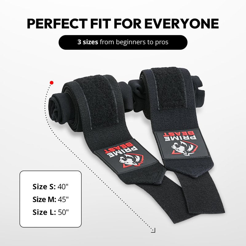 Prime Beast Hybrid Elbow Wraps for Weightlifting, Compression Sleeve and Adjustable Wrap Support for Bench Press, Powerlifting, and Gym Training (1 Pair) (Black, Medium)