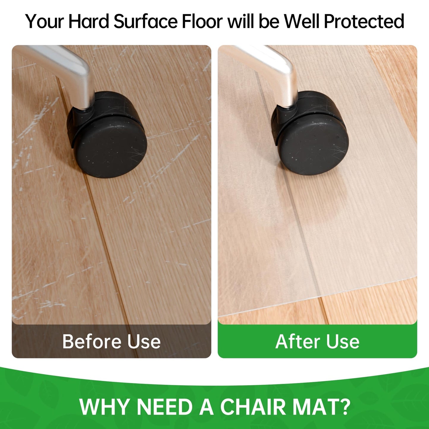100pointONE Office Chair Mat for Hardwood Floor, 53" x 45" Clear Desk Chair Mat for Hard Floors, Easy Glide Computer Chair Floor Mat for Home Office Rolling Chairs