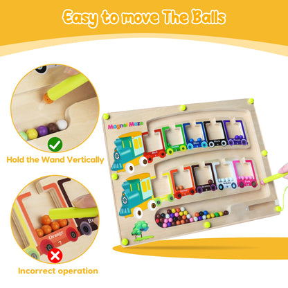 Pincush Magnetic Colour and Number Maze Montessori Wooden ToysCounting Matching GamesEducational Learning Toys for Preschoolers Gift for 3 4 5 6 7 Years Old Girls and Boys