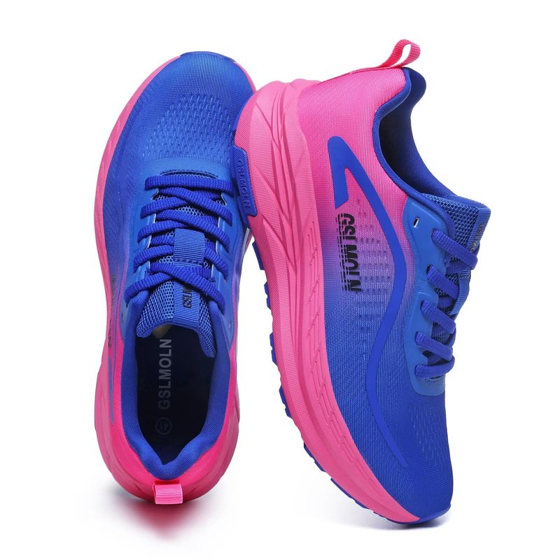 GSLMOLN Women's Athletic Tennis Shoes Lightweight Running Sneakers for Gym Workouts Walking with Cushion Support Non Slip Sport Design Rose/Blue Size 8