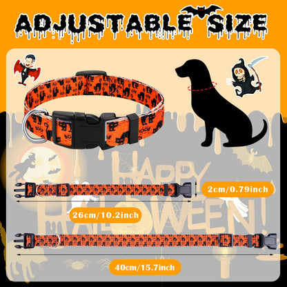 6 Pcs Halloween Dog Collars for Pumpkin Basic Adjustable Lightweight Holiday Comfortable Dog Collars with Plastic Buckle for Puppy Small Medium Large Pets(Medium)