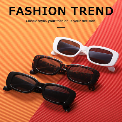 kimorn Rectangle Sunglasses for Women Men Trendy Retro Fashion Glasses 90’s Vintage UV 400 Protection Square Fram K1200 (Black Frame Grey Lens+leopard Frame Brown Lens, 65)
