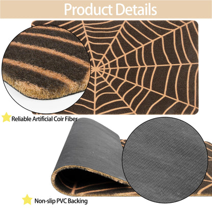 CaySep Spider Web Dark Coir Doormat - Non-Slip Welcome Door Mat Halloween Decor Mat 17x29 inch Indoor Mat (Ghost, 17''x29'')