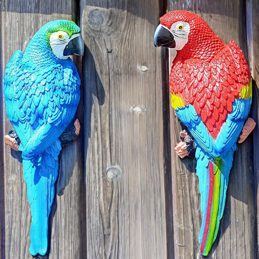 Euiroet Real Tropical Hanging Parrot Decor,Bird Figurines,Resin Bird Statues,Home Ornament Decor for Tiki Bar,Perfect for Yard Ornaments,Tree Decorations Outdoor,Patio,Lawn,Tree Trunk, Porch