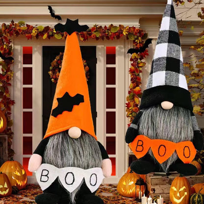 ALYRMEI Halloween Gnomes Plush Decor,Witch Scandinavian Tomte Nisse Gnome Swedish Table Decorations Handmade Gnome Decoraion for Home,Orange