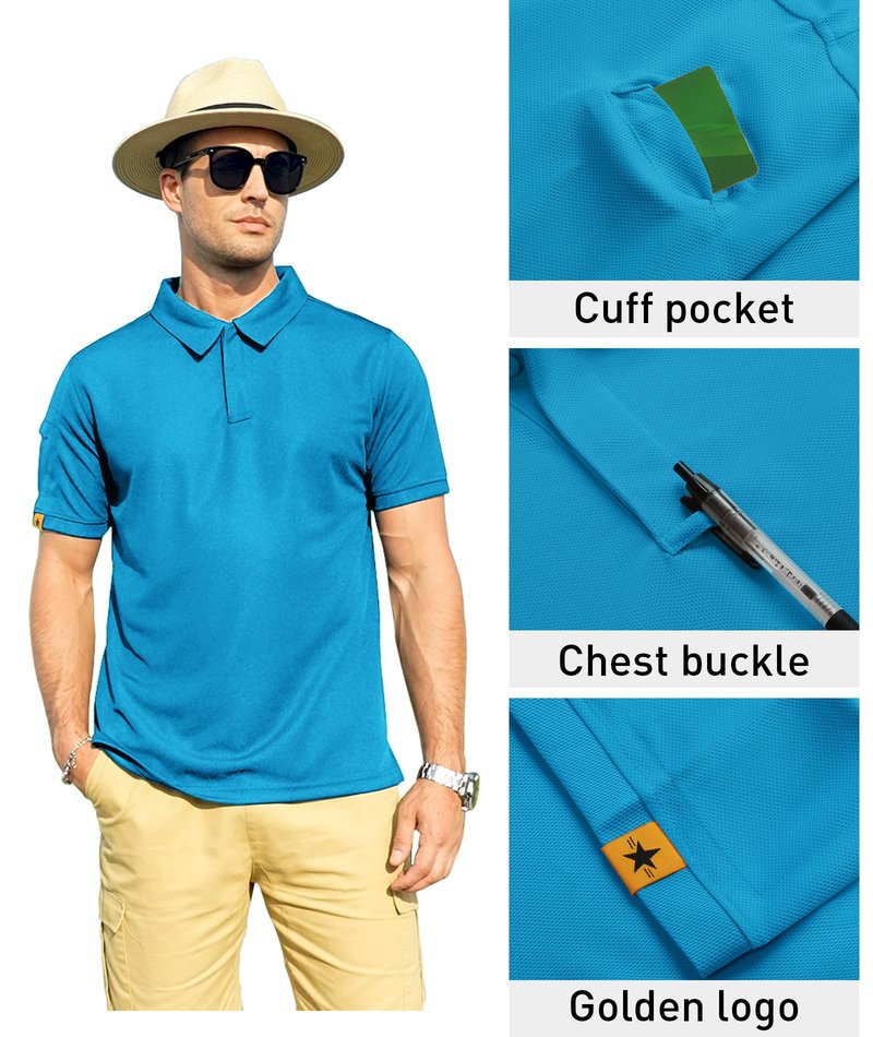 ZITY Mens Polo Shirt Short Sleeve Sports Tactical T-Shirt Athletic Golf Polos Daily Casual Stylish Collared Shirts for Men Bluegreen X-Large