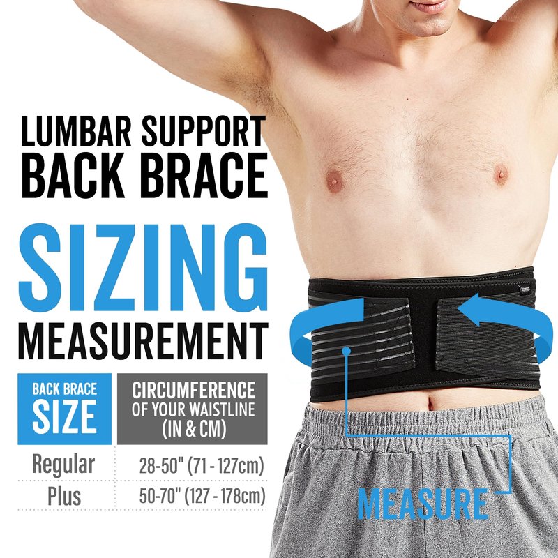 Bodyprox Lumbar Support Back Brace for Men and Women (Regular 28" - 50")