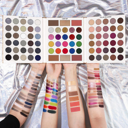 Black Grey Eyeshadow Makeup Palette + 15 Brushes Set, 86 Colors Matte Glitter Highly Pigmented Long Lasting Eye shadow, Blush, Contour, Highlighter All in One Make Up Kit for Halloween & Daily Use